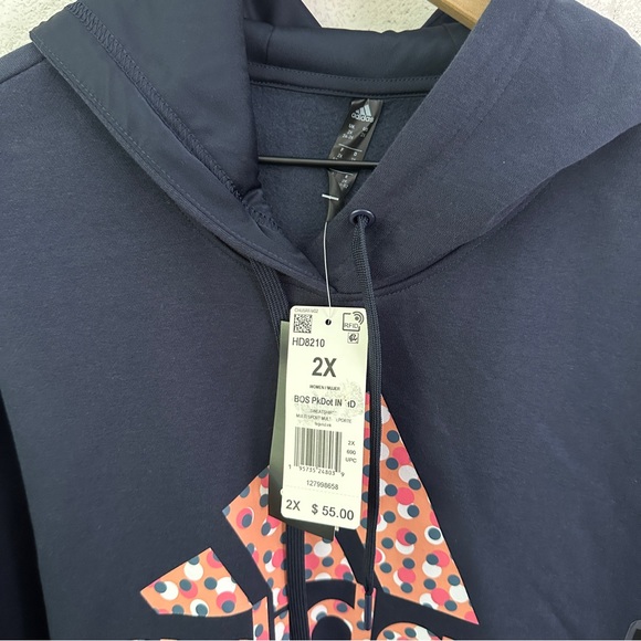 ADIDAS Navy Logo Sweatshirt Hoodie - Picture 3 of 9